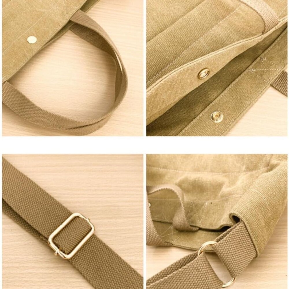 Canvas Tote Bag Thick Fabric Large Crossbody Purse Unisex Work Travel - Picture 4 of 9